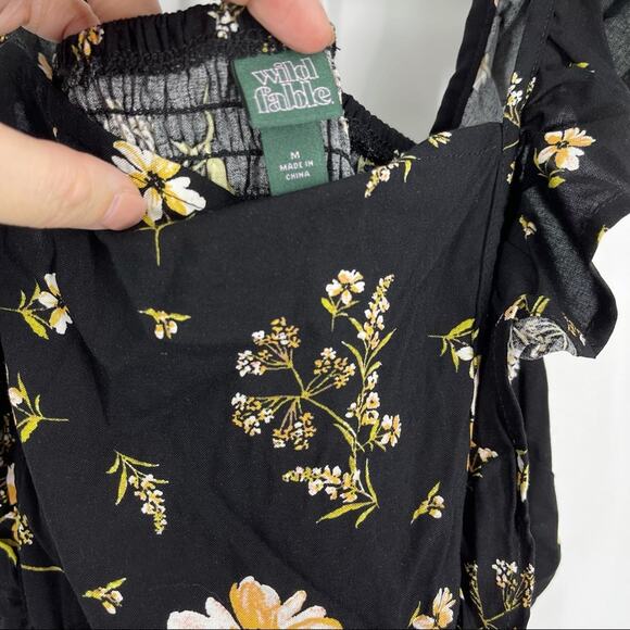 Wild Fable Black Floral Apron Ruffle Dress Medium NWT - Picture 7 of 7